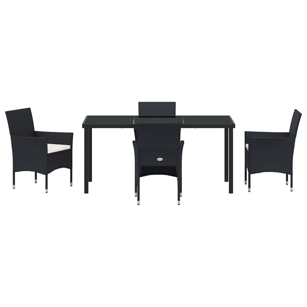Garten Essgruppe mit Kissen 5 pcs Schwarz Poly-Rattan