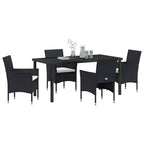 Garten Essgruppe mit Kissen 5 pcs Schwarz Poly-Rattan