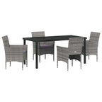 Garten Essgruppe mit Kissen 5 pcs Grau Poly-Rattan