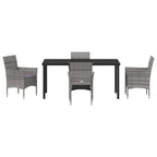 Garten Essgruppe mit Kissen 5 pcs Grau Poly-Rattan