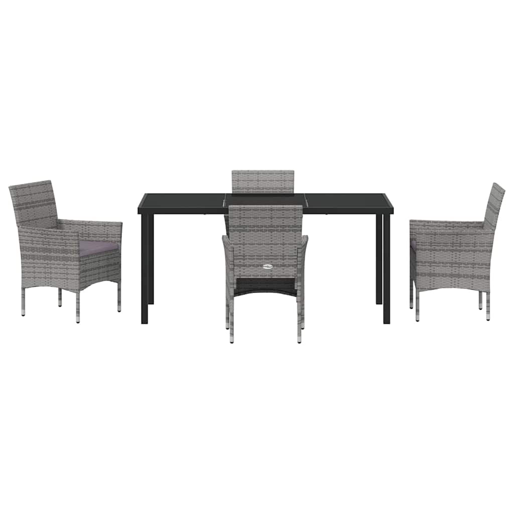 Garten Essgruppe mit Kissen 5 pcs Grau Poly-Rattan