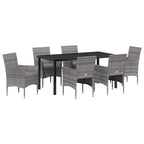 Garten Essgruppe mit Kissen 7 pcs Grau Poly-Rattan