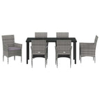 Garten Essgruppe mit Kissen 7 pcs Grau Poly-Rattan