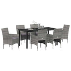 Garten Essgruppe mit Kissen 7 pcs Grau Poly-Rattan