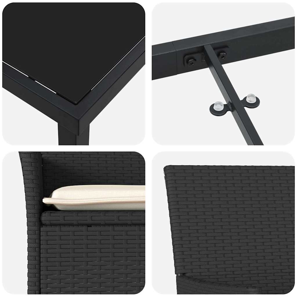 Garten Essgruppe mit Kissen 5 pcs Schwarz Poly-Rattan