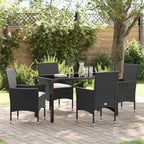 Garten Essgruppe mit Kissen 5 pcs Schwarz Poly-Rattan
