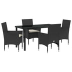 Garten Essgruppe mit Kissen 5 pcs Schwarz Poly-Rattan