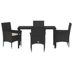 Garten Essgruppe mit Kissen 5 pcs Schwarz Poly-Rattan