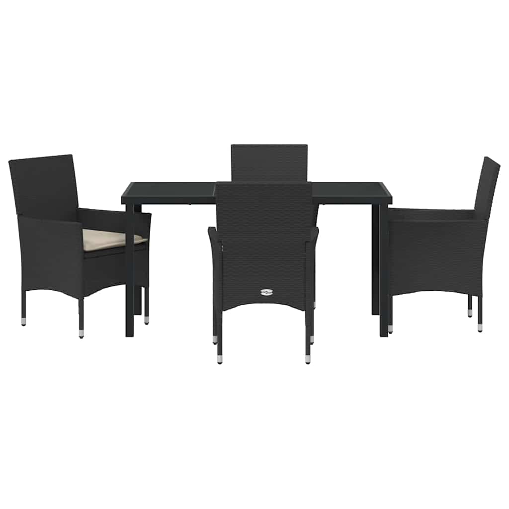 Garten Essgruppe mit Kissen 5 pcs Schwarz Poly-Rattan