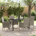 Garten Essgruppe mit Kissen 5 pcs Grau Poly-Rattan