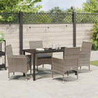 Garten Essgruppe mit Kissen 5 pcs Grau Poly-Rattan