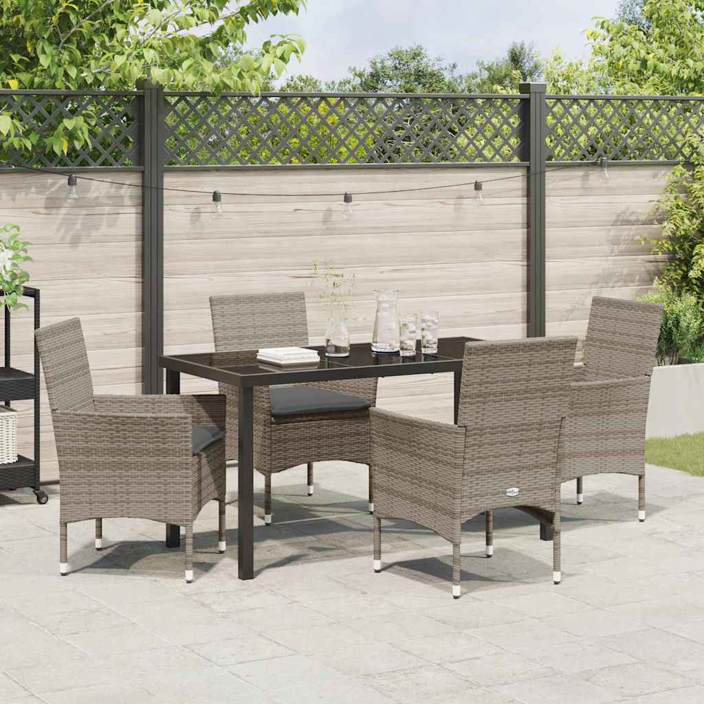 Garten Essgruppe mit Kissen 5 pcs Grau Poly-Rattan