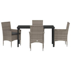 Garten Essgruppe mit Kissen 5 pcs Grau Poly-Rattan