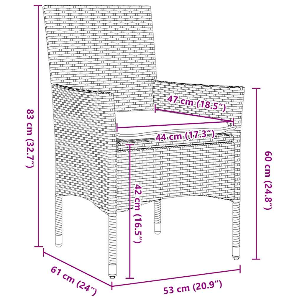 Garten Essgruppe mit Kissen 5 pcs Grau Poly-Rattan