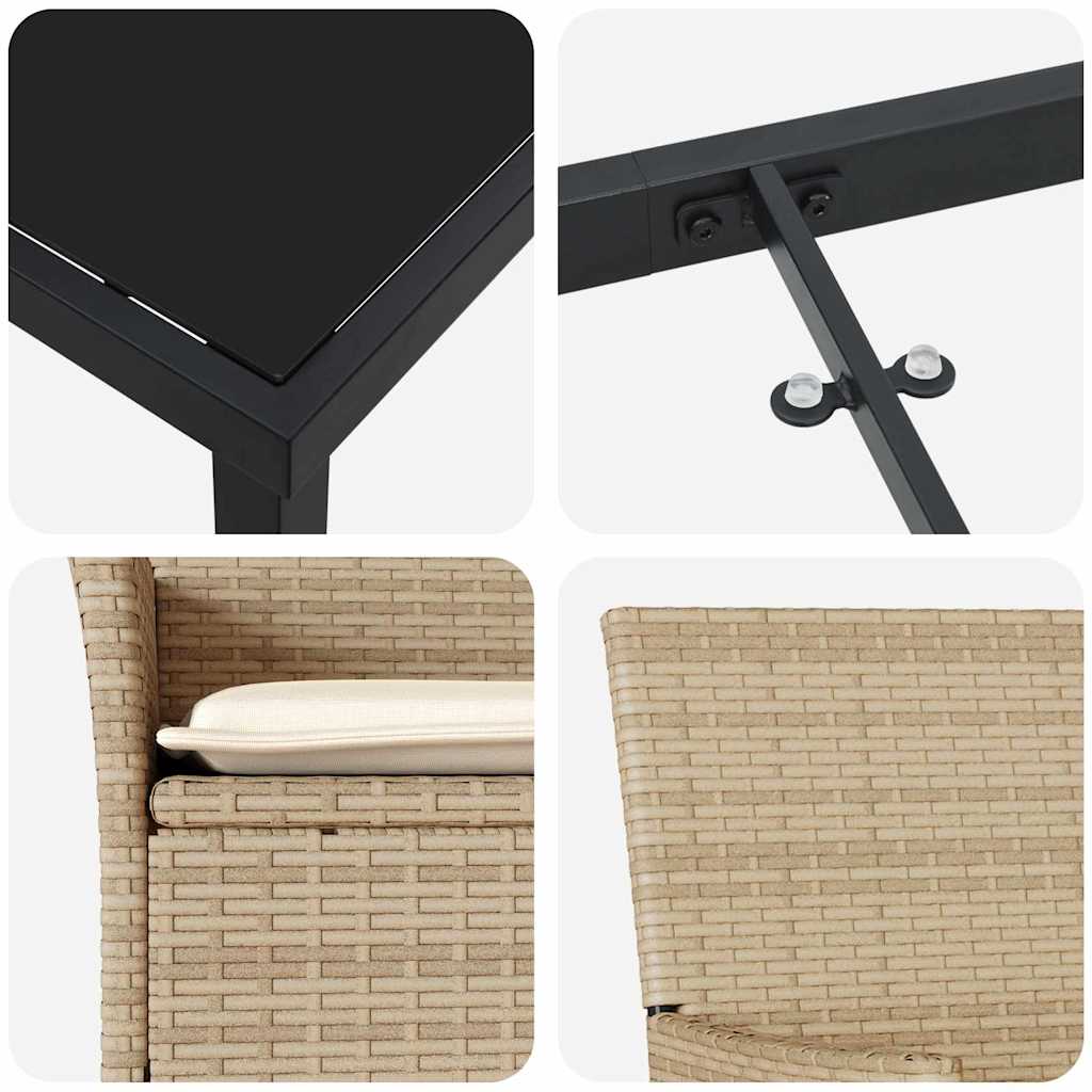 Garten Essgruppe mit Kissen 5 pcs Beige Poly-Rattan