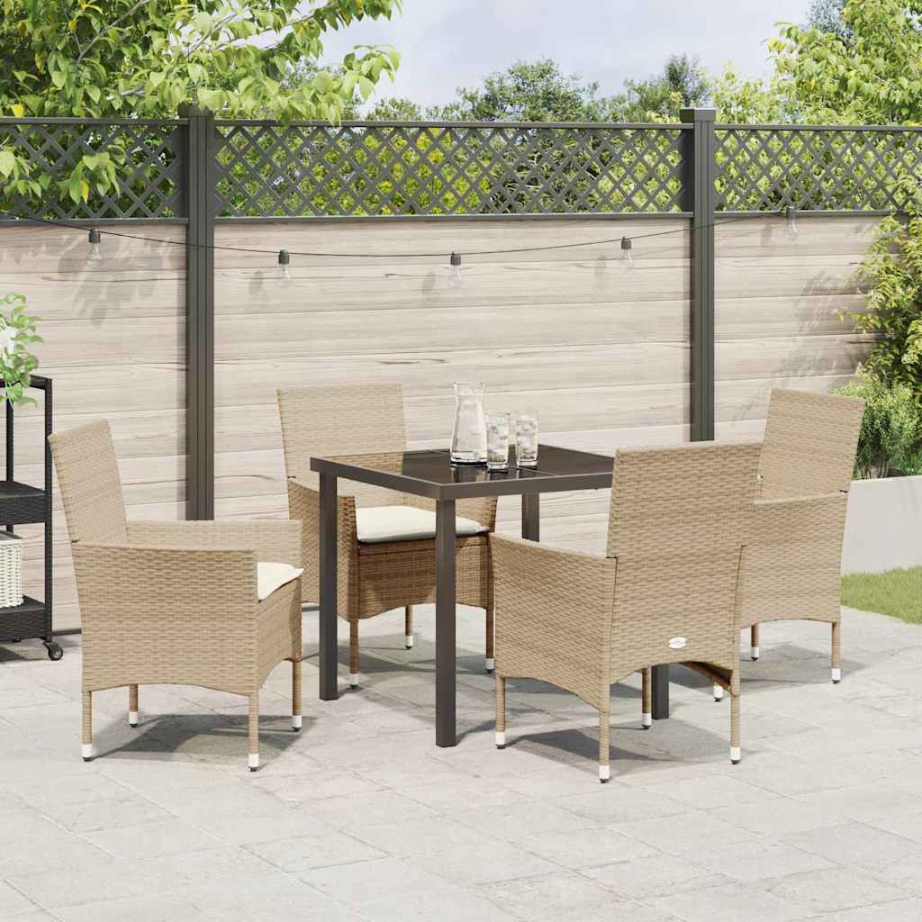 Garten Essgruppe mit Kissen 5 pcs Beige Poly-Rattan