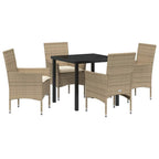 Garten Essgruppe mit Kissen 5 pcs Beige Poly-Rattan