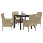 Garten Essgruppe mit Kissen 5 pcs Beige Poly-Rattan