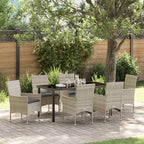Garten Essgruppe mit Kissen 7 pcs Hellgrau Poly-Rattan