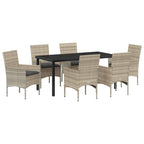Garten Essgruppe mit Kissen 7 pcs Hellgrau Poly-Rattan