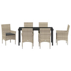 Garten Essgruppe mit Kissen 7 pcs Hellgrau Poly-Rattan