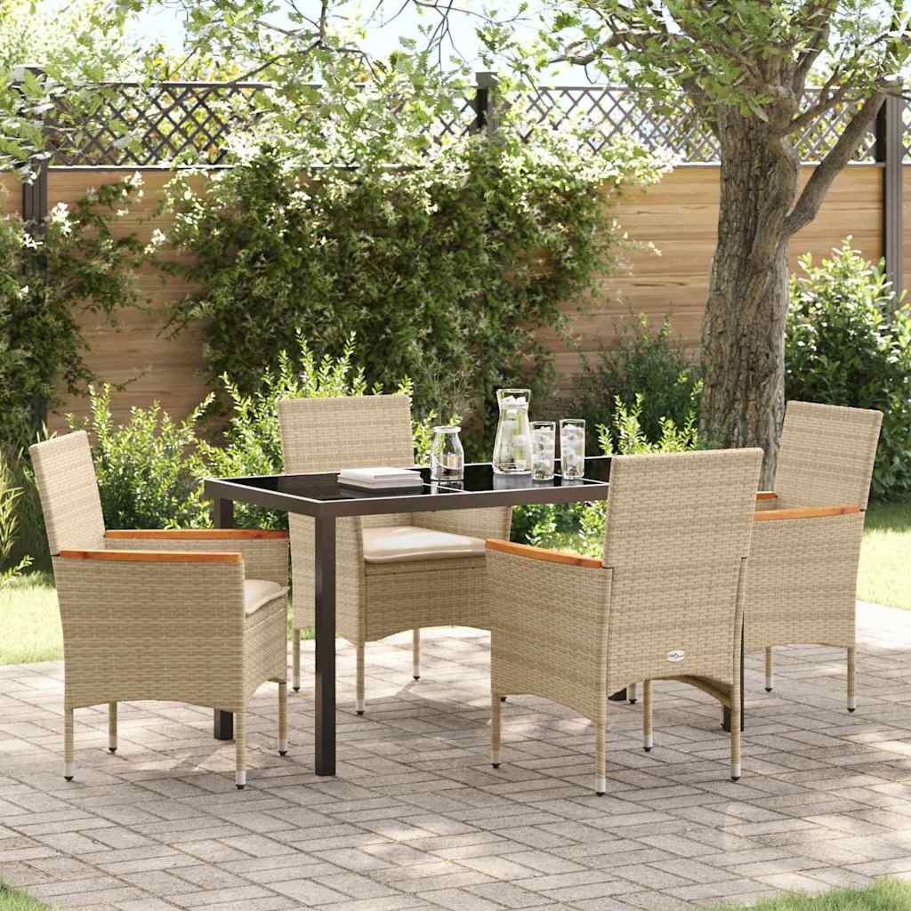 Garten Essgruppe mit Kissen 5 pcs Beige Poly-Rattan