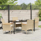 Garten Essgruppe mit Kissen 5 pcs Beige Poly-Rattan