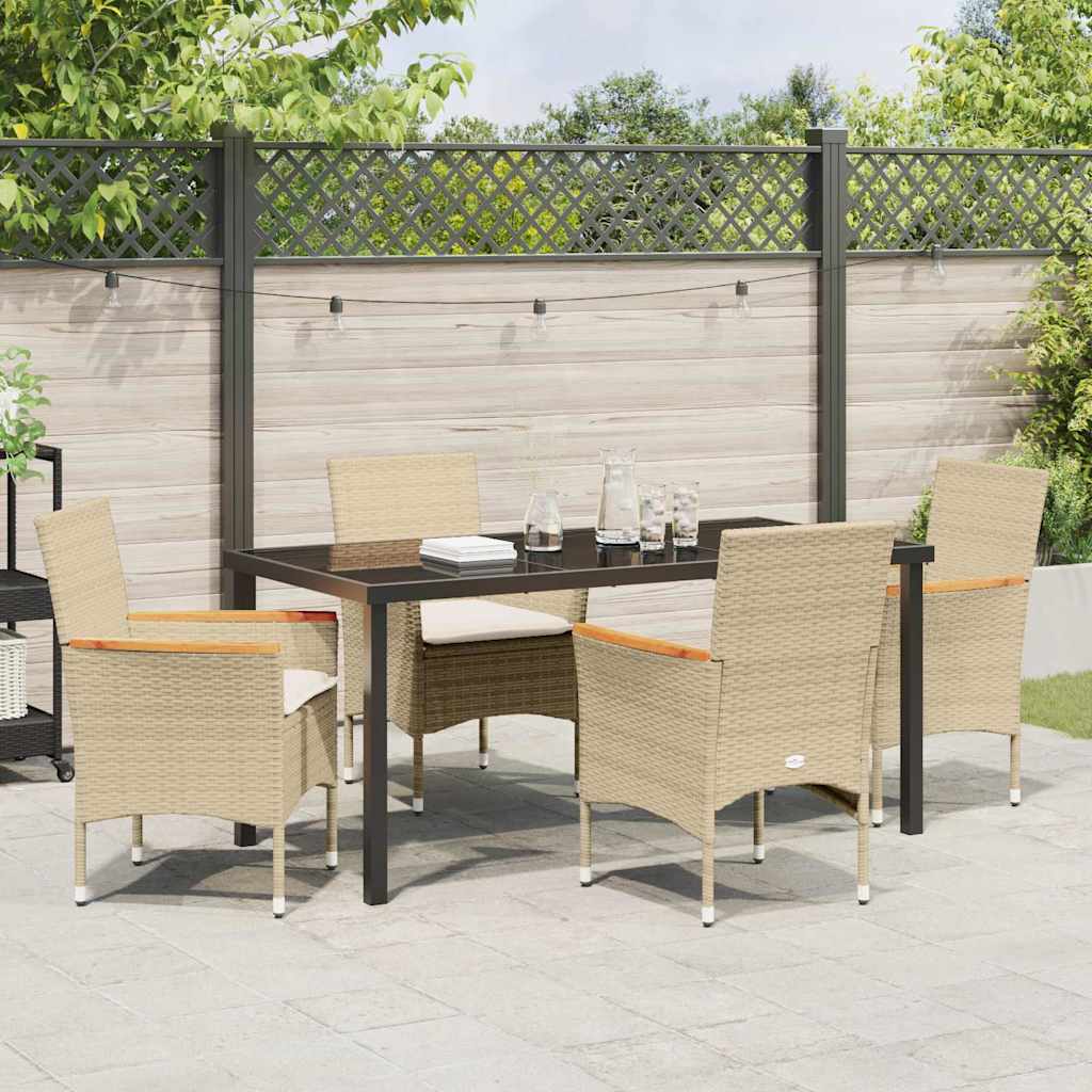 Garten Essgruppe mit Kissen 5 pcs Beige Poly-Rattan