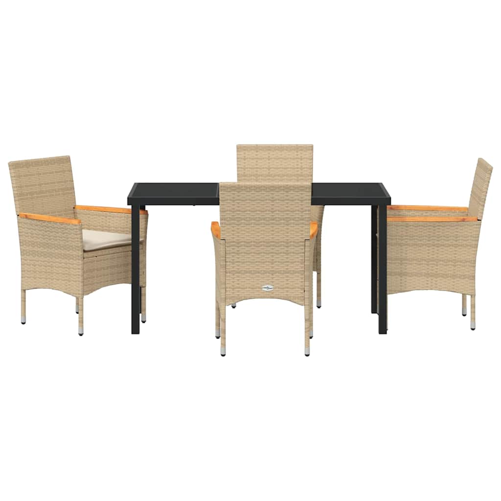 Garten Essgruppe mit Kissen 5 pcs Beige Poly-Rattan