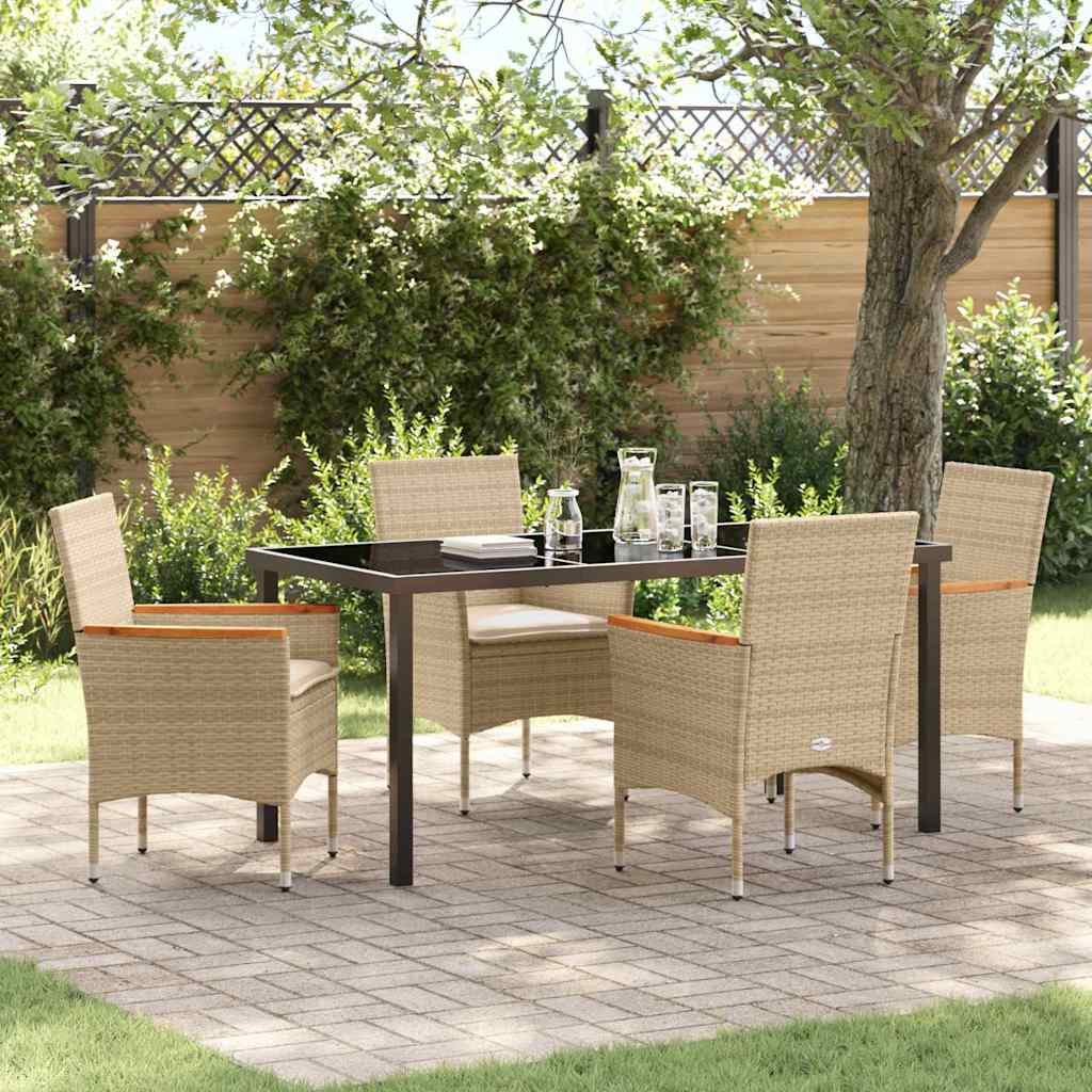 Garten Essgruppe mit Kissen 5 pcs Beige Poly-Rattan