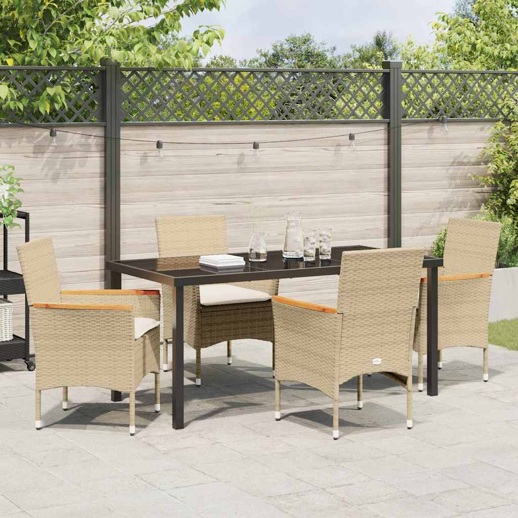 Garten Essgruppe mit Kissen 5 pcs Beige Poly-Rattan