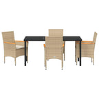 Garten Essgruppe mit Kissen 5 pcs Beige Poly-Rattan