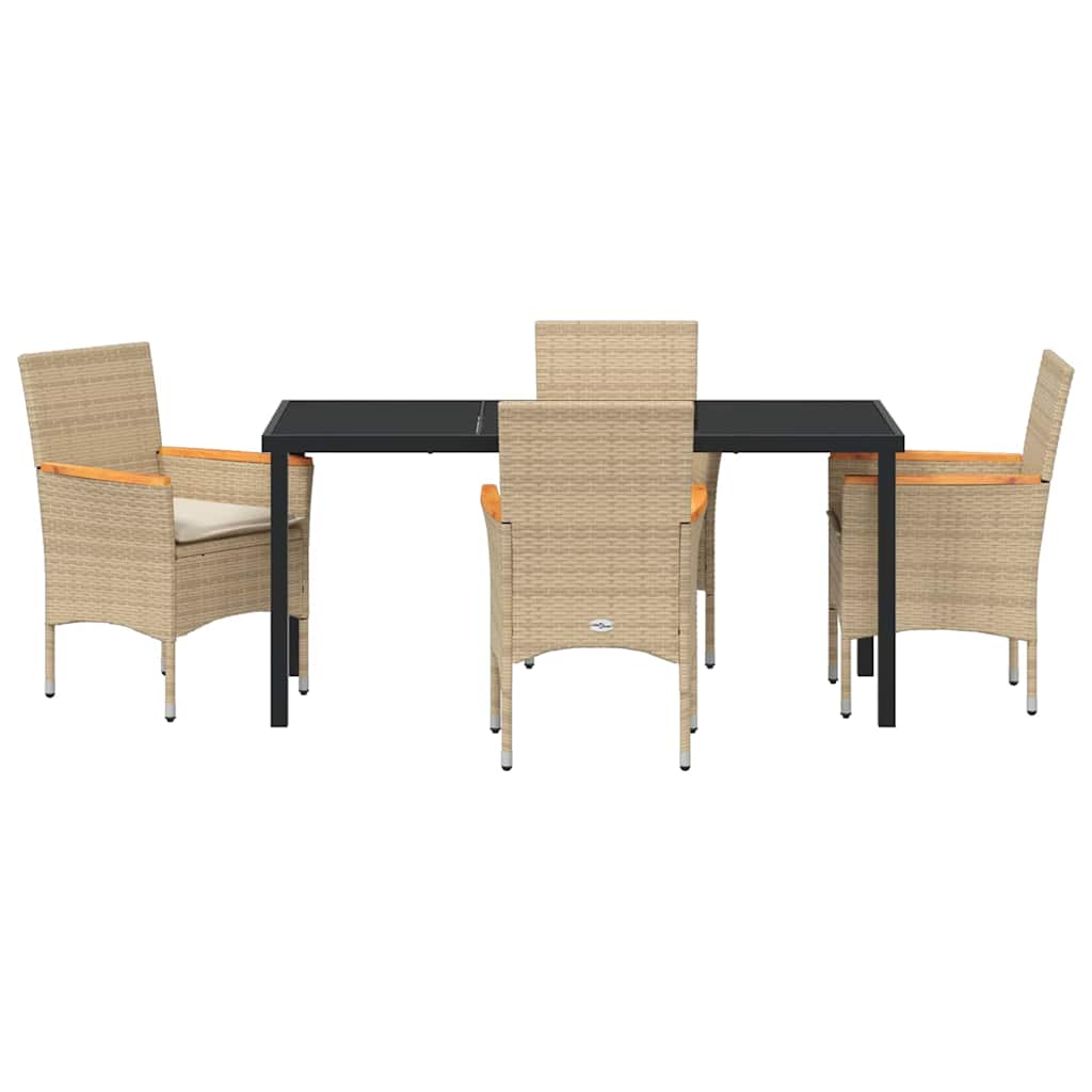 Garten Essgruppe mit Kissen 5 pcs Beige Poly-Rattan