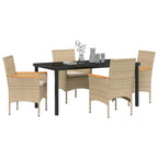 Garten Essgruppe mit Kissen 5 pcs Beige Poly-Rattan