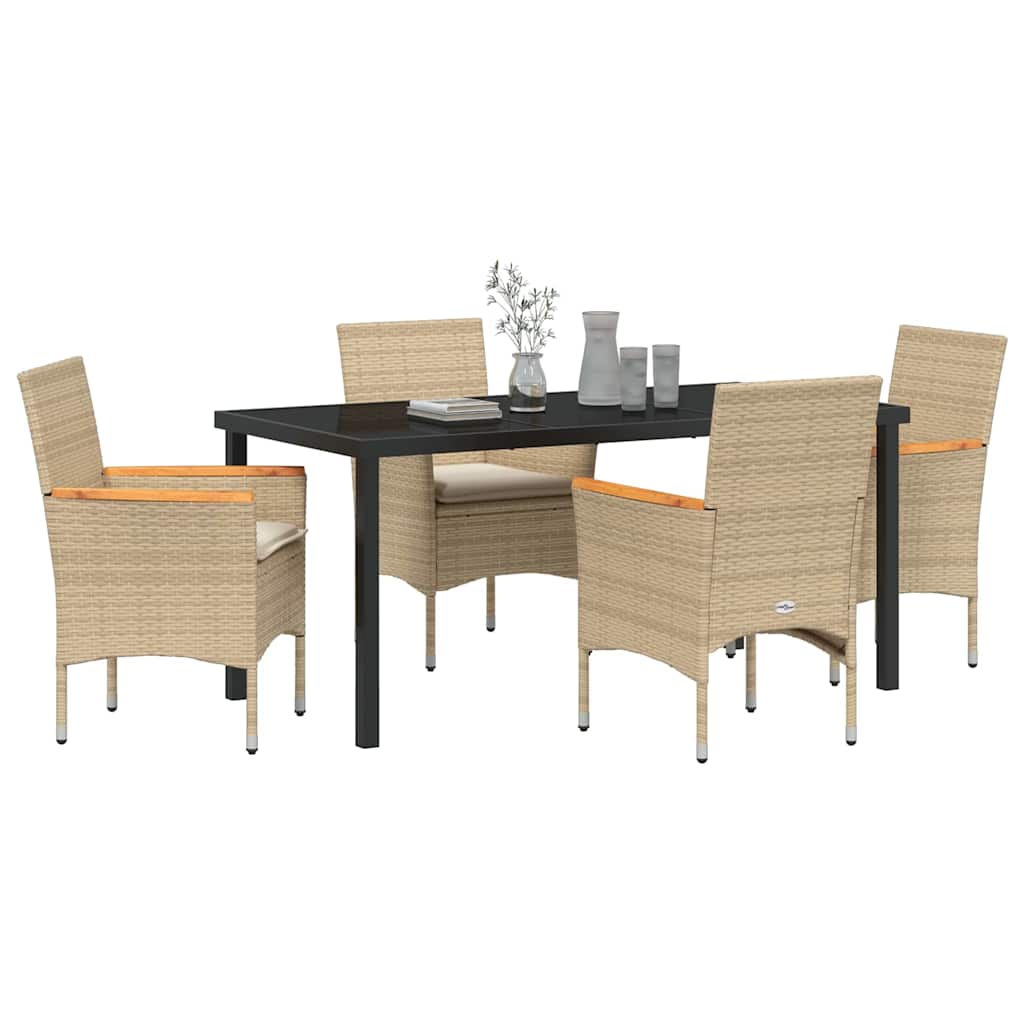 Garten Essgruppe mit Kissen 5 pcs Beige Poly-Rattan