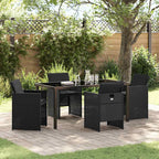 Garten Essgruppe mit Kissen 5 pcs Schwarz Poly-Rattan
