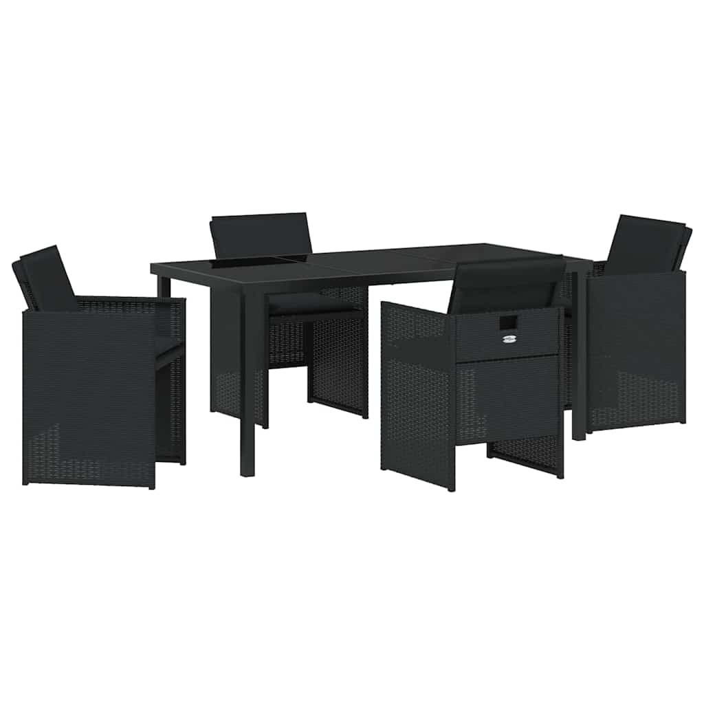 Garten Essgruppe mit Kissen 5 pcs Schwarz Poly-Rattan