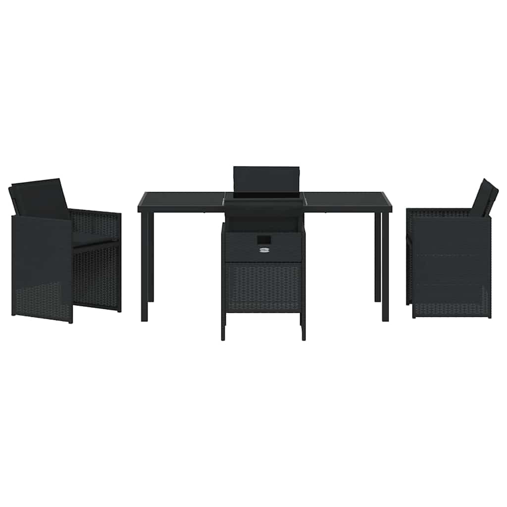 Garten Essgruppe mit Kissen 5 pcs Schwarz Poly-Rattan