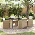 Garten Essgruppe mit Kissen 5 pcs Beige Poly-Rattan