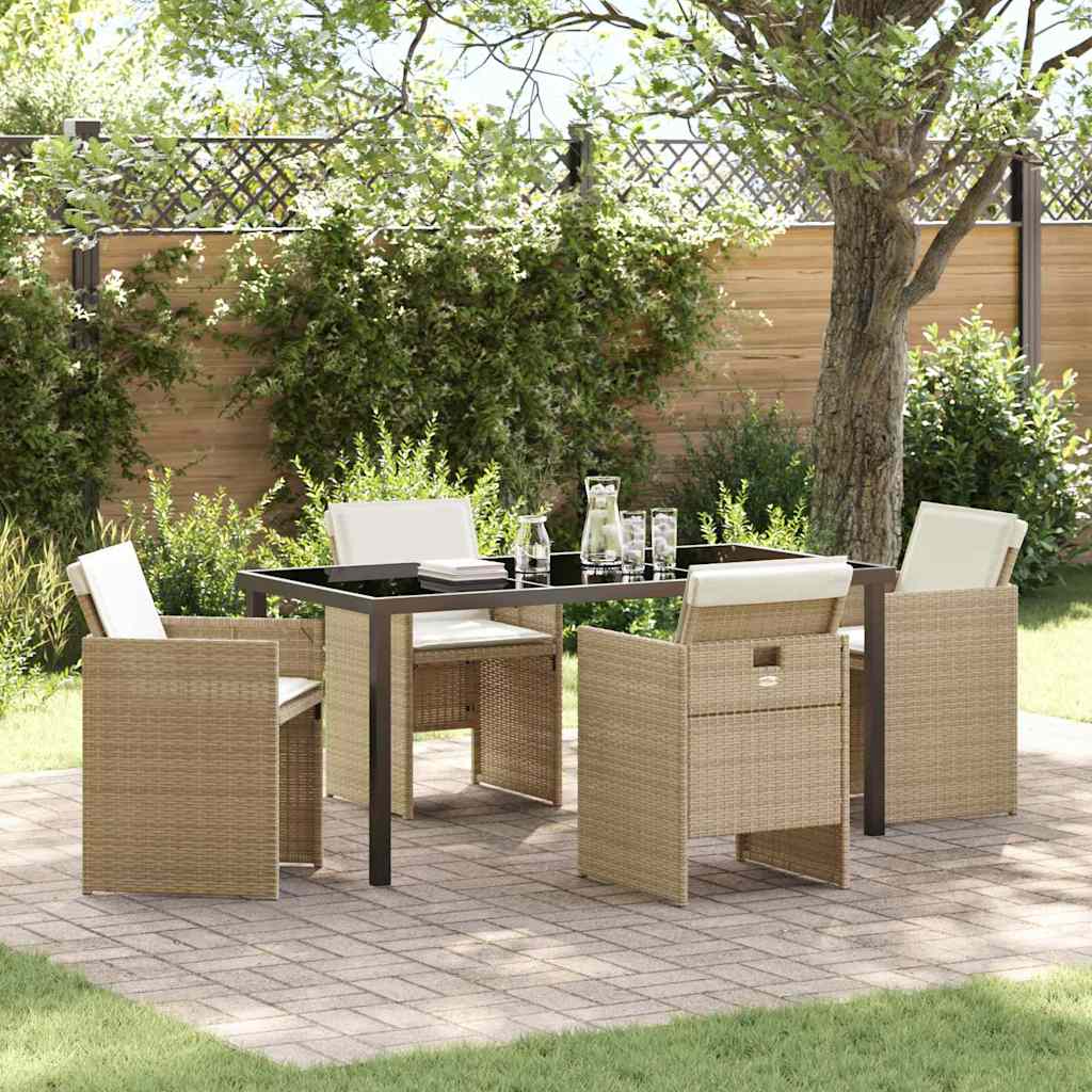 Garten Essgruppe mit Kissen 5 pcs Beige Poly-Rattan