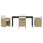 Garten Essgruppe mit Kissen 5 pcs Beige Poly-Rattan