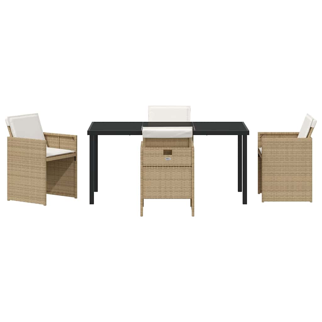 Garten Essgruppe mit Kissen 5 pcs Beige Poly-Rattan