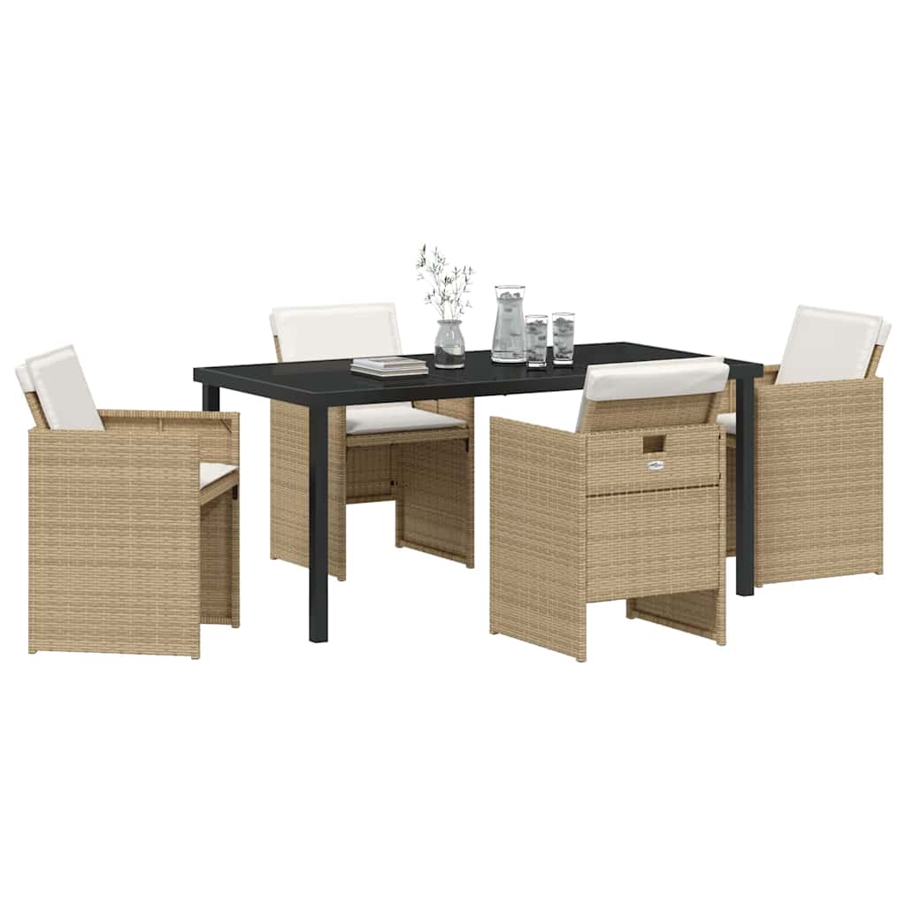 Garten Essgruppe mit Kissen 5 pcs Beige Poly-Rattan