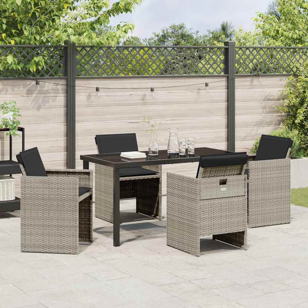 Garten Essgruppe mit Kissen 5 pcs Hellgrau Poly-Rattan