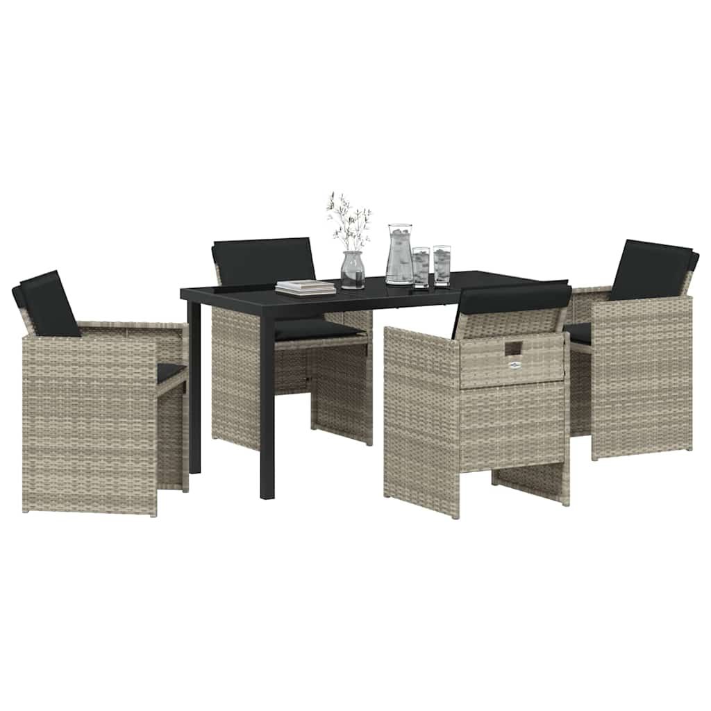 Garten Essgruppe mit Kissen 5 pcs Hellgrau Poly-Rattan