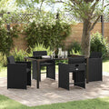 Garten Essgruppe mit Kissen 5 pcs Schwarz Poly-Rattan
