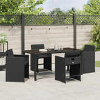 Garten Essgruppe mit Kissen 5 pcs Schwarz Poly-Rattan