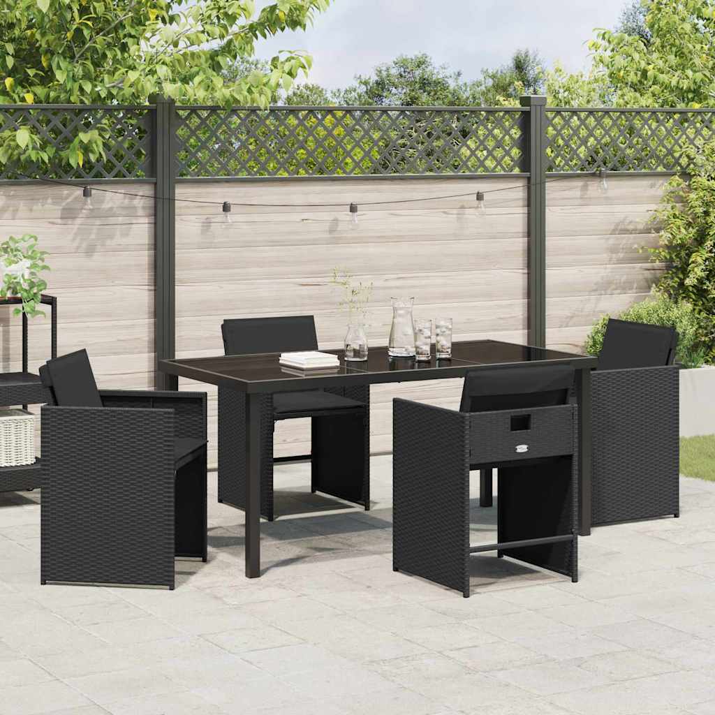 Garten Essgruppe mit Kissen 5 pcs Schwarz Poly-Rattan