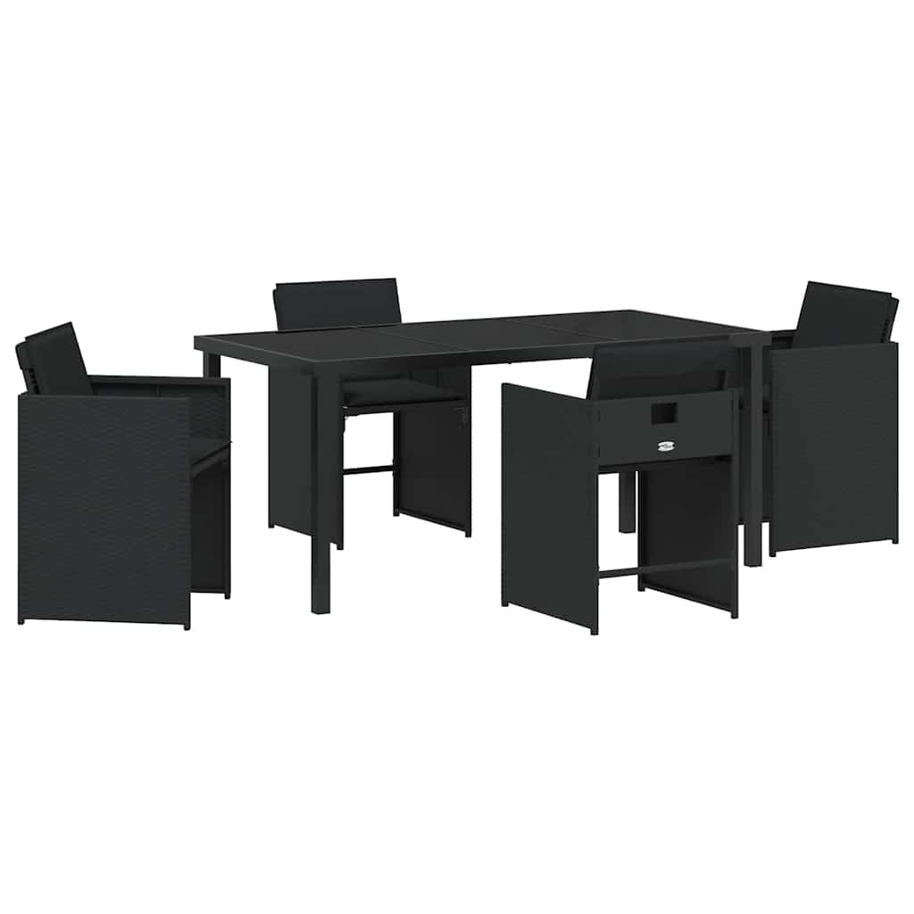 Garten Essgruppe mit Kissen 5 pcs Schwarz Poly-Rattan