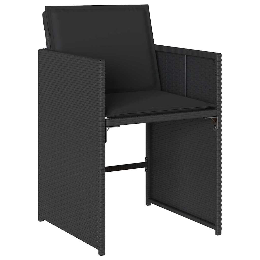 Garten Essgruppe mit Kissen 5 pcs Schwarz Poly-Rattan